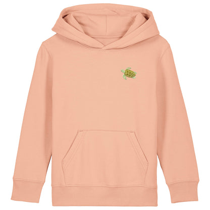 Schildkröte Kids Hoodie aus Bio-Baumwolle in Pfirsich von Heytoki