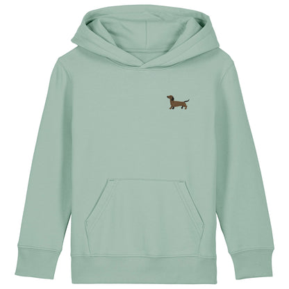 Dackel Kids Hoodie aus Bio-Baumwolle in Aloe-Grün von Heytoki