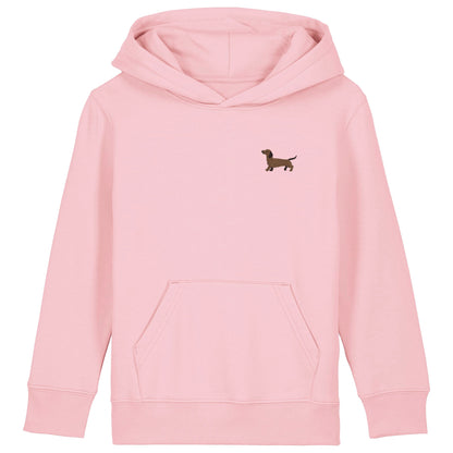 Dackel Kids Hoodie aus Bio-Baumwolle in Hellrosa von Heytoki