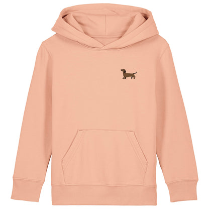 Dackel Kids Hoodie aus Bio-Baumwolle in Pfirsich von Heytoki