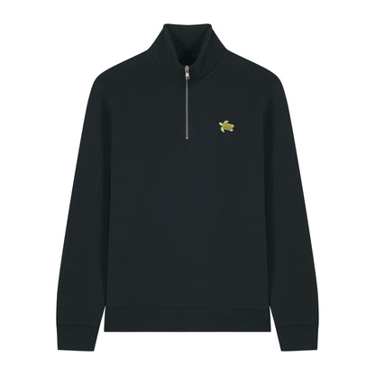 Schildkröte Quarter Zip Hoodie aus Bio-Baumwolle in Schwarz von Heytoki