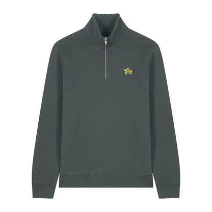 Schildkröte Quarter Zip Hoodie aus Bio-Baumwolle in Anthrazit von Heytoki