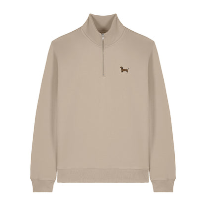Dackel Quarter Zip Hoodie aus Bio-Baumwolle in Sandbeige von Heytoki