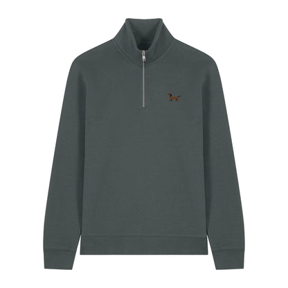 Dackel Quarter Zip Hoodie aus Bio-Baumwolle in Anthrazit von Heytoki