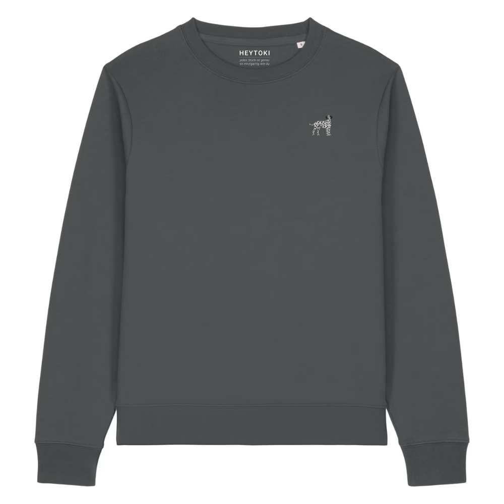 Heytoki Damen-Sweater in Anthrazit mit gesticktem Dalmatinermotiv