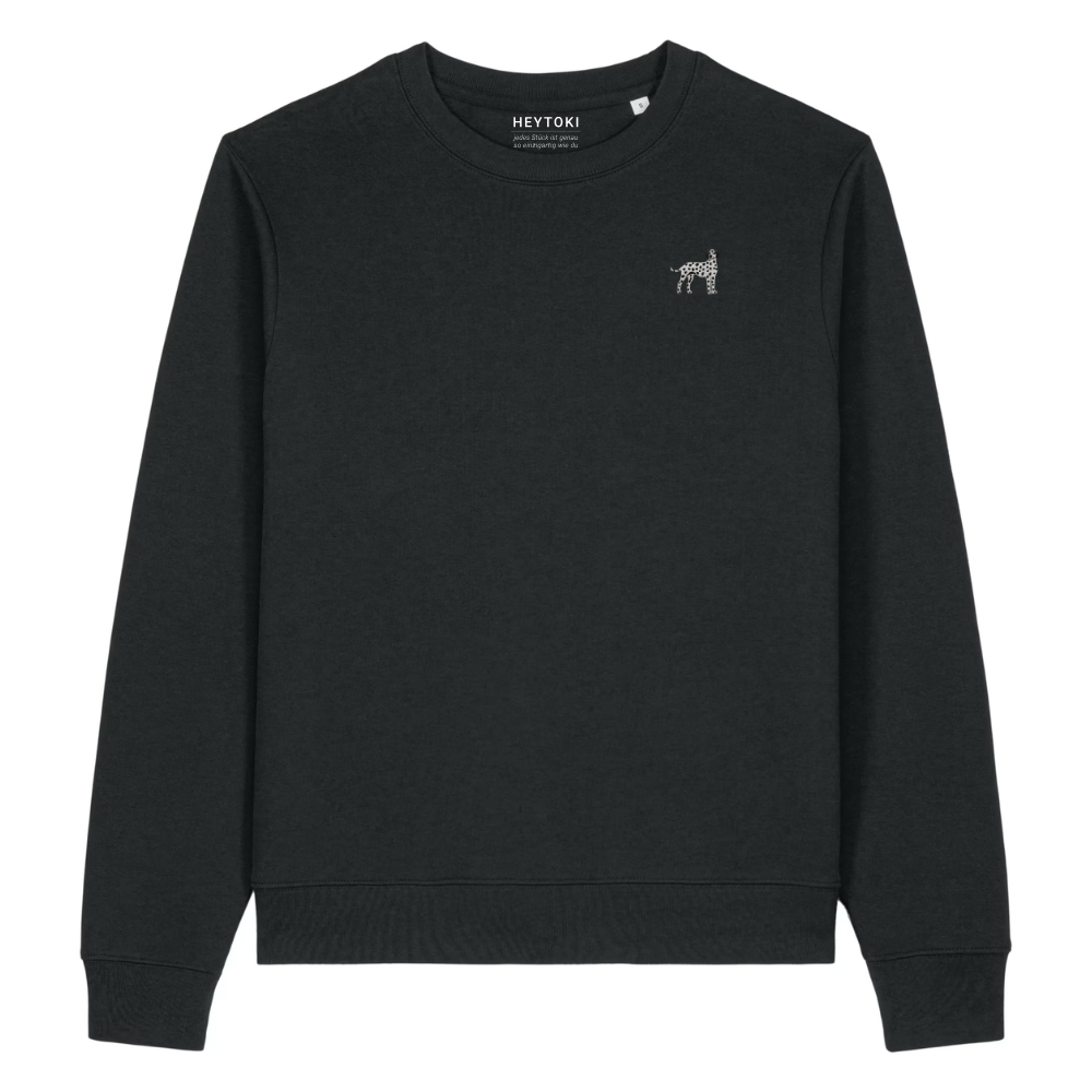 Heytoki Damen-Sweater in Schwarz mit gesticktem Dalmatinermotiv