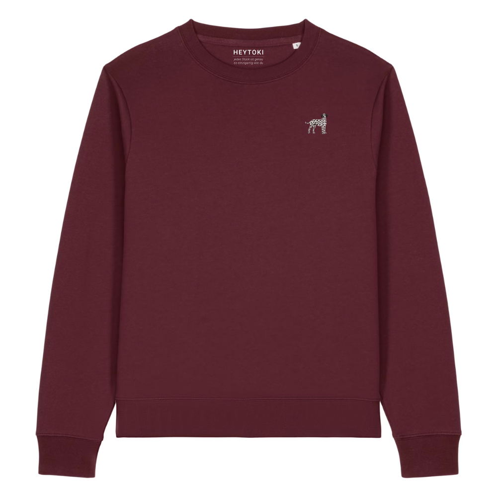 Heytoki Damen-Sweater in Burgundy (Burgunderrot) mit gesticktem Dalmatinermotiv