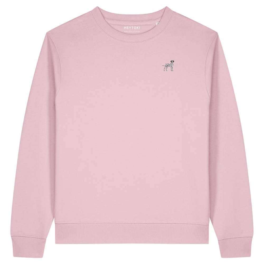 Heytoki Damen-Sweater in Cotton-Pink mit gesticktem Dalmatinermotiv