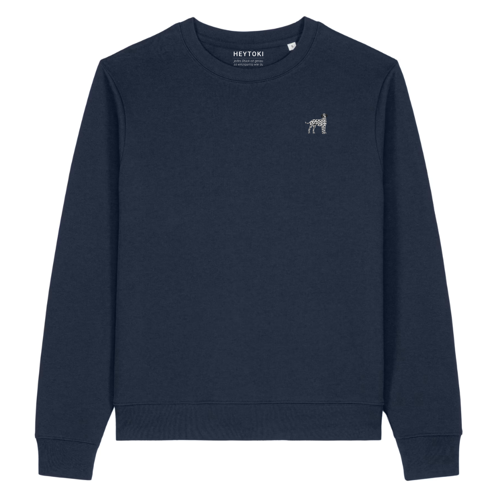 Heytoki Damen-Sweater in French Navy (Dunkelblau) mit gesticktem Dalmatinermotiv