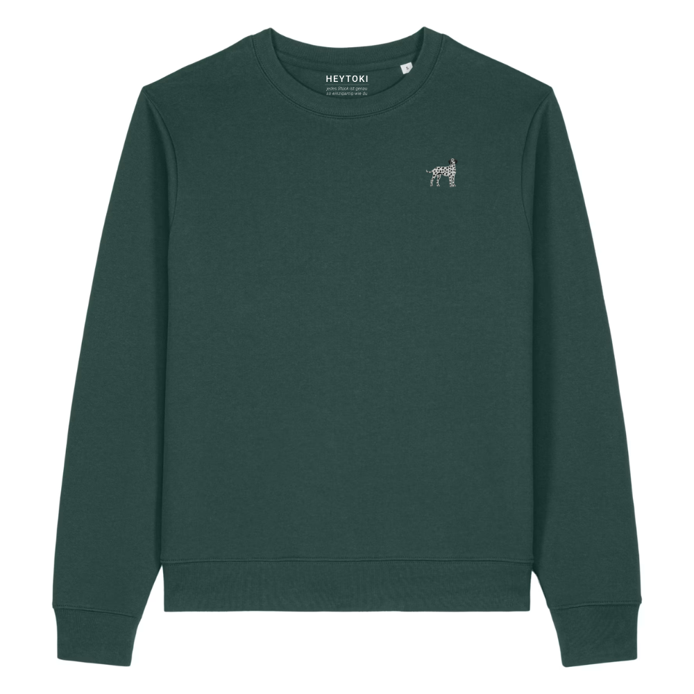 Heytoki Damen-Sweater in Glazed Green (Dunkelgrün) mit gesticktem Dalmatinermotiv