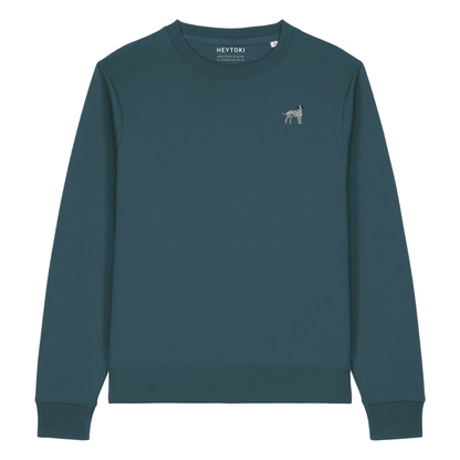 Heytoki Damen-Sweater in Stargazer (Petrolblau) mit gesticktem Dalmatinermotiv