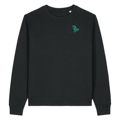 Heytoki Damen-Sweater in Schwarz mit gesticktem Dinosaurier-Motiv
