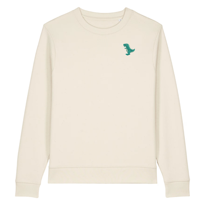 Heytoki Damen-Sweater in Natural Raw (Naturweiß) mit gesticktem Dinosaurier-Motiv
