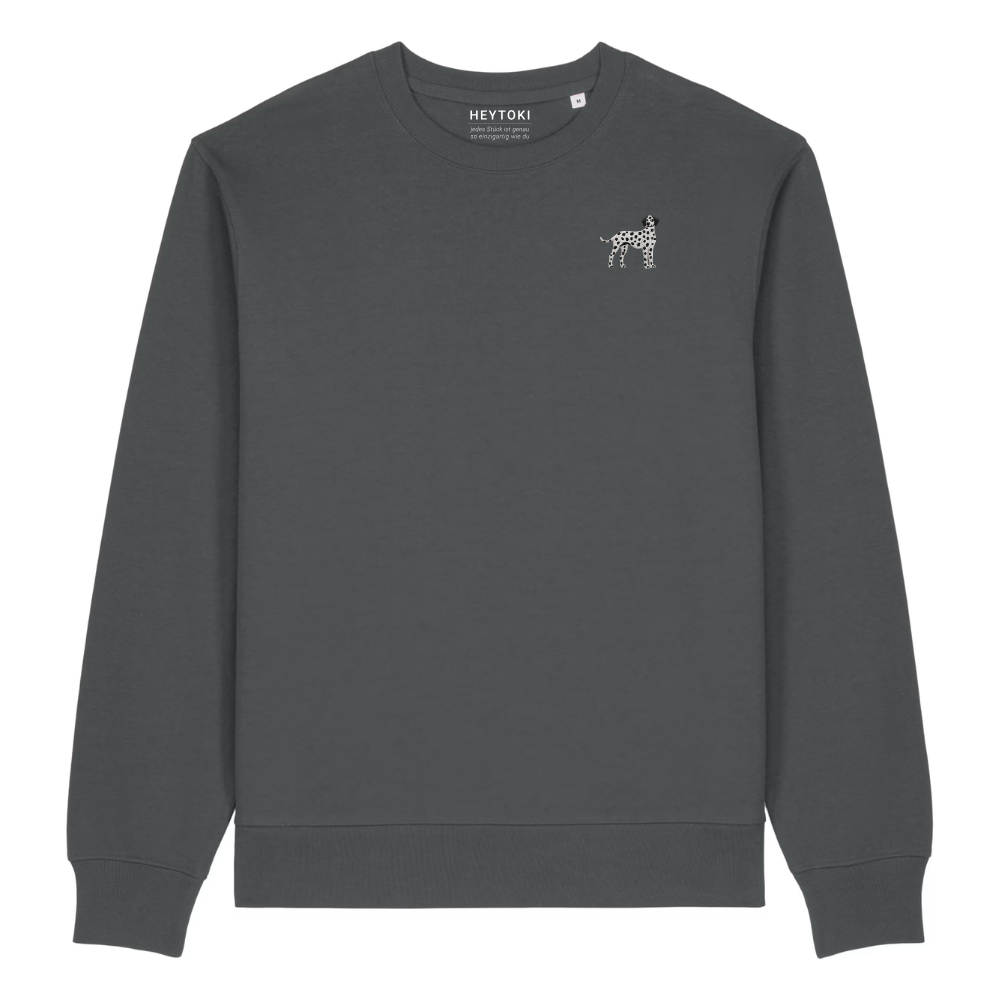 Heytoki Herren-Sweater in Anthrazit mit gesticktem Dalmatinermotiv