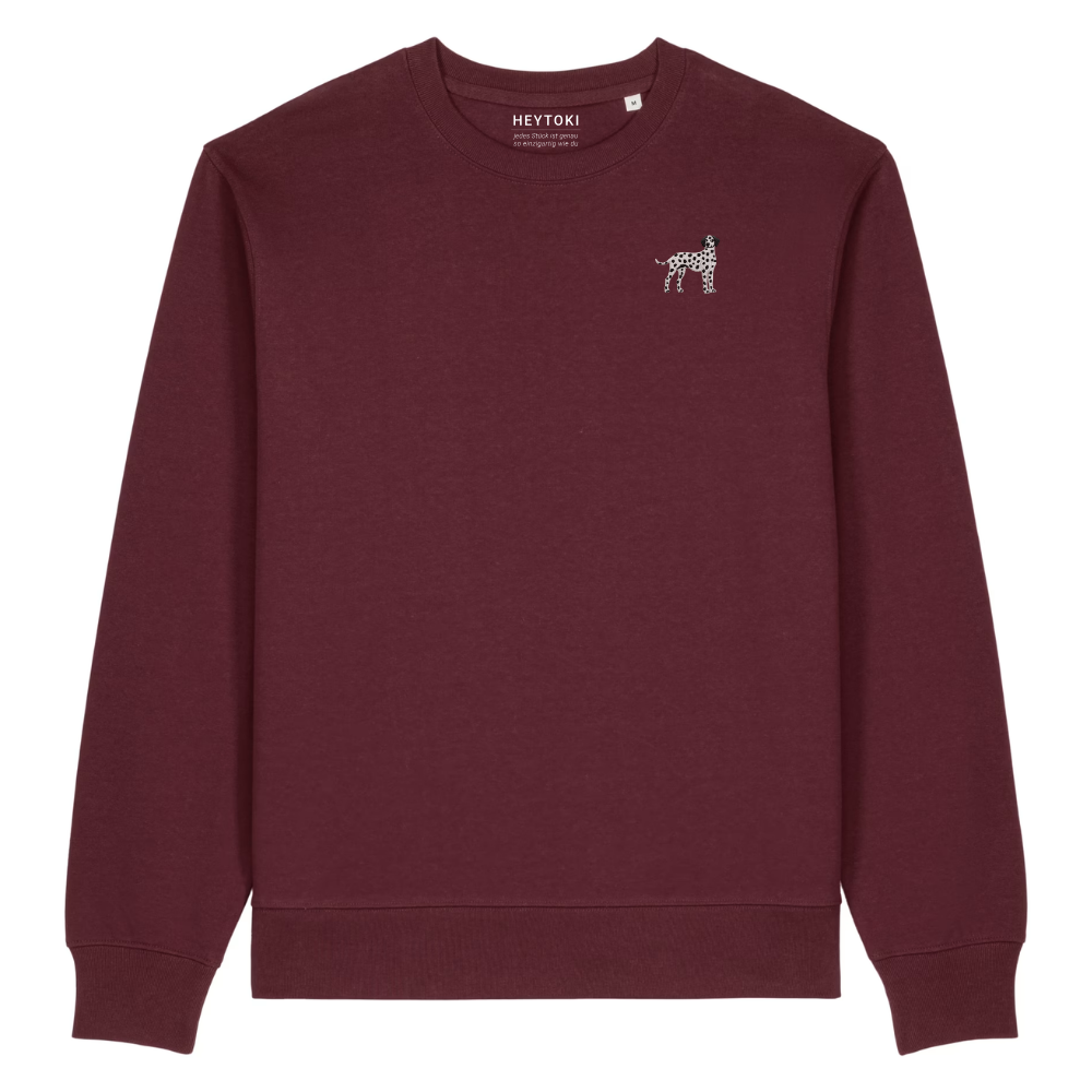 Heytoki Herren-Sweater in Burgundy (Burgunderrot) mit gesticktem Dalmatinermotiv