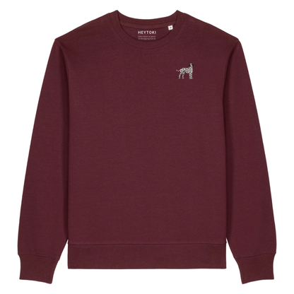 Heytoki Herren-Sweater in Burgundy (Burgunderrot) mit gesticktem Dalmatinermotiv