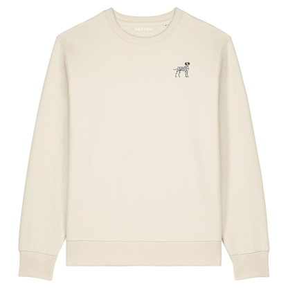 Heytoki Herren-Sweater in Natural Raw (Naturweiß) mit gesticktem Dalmatinermotiv