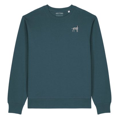 Heytoki Herren-Sweater in Stargazer (Petrolblau) mit gesticktem Dalmatinermotiv