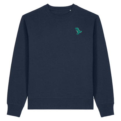 Heytoki Herren-Sweater in French Navy (Dunkelblau) mit gesticktem Dinosaurier-Motiv
