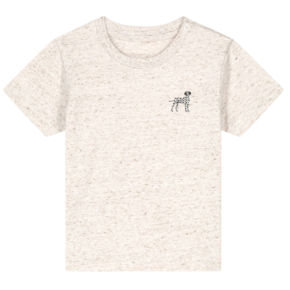 Heytoki Baby-T-Shirt aus Bio-Baumwolle in Eco-Heather mit gesticktem Dalmatinermotiv