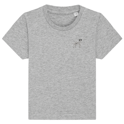 Heytoki Baby-T-Shirt aus Bio-Baumwolle in Heather Grey (Hellgrau) mit gesticktem Dalmatinermotiv