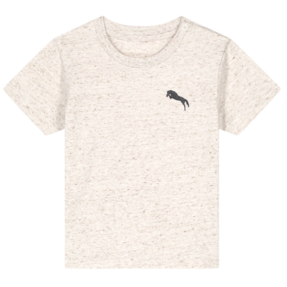Heytoki Baby-T-Shirt aus Bio-Baumwolle in Eco-Heather mit gesticktem Pferdemotiv