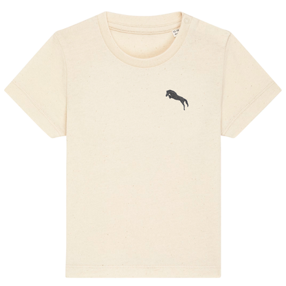 Heytoki Baby-T-Shirt aus Bio-Baumwolle in Natural Raw (Naturweiß) mit gesticktem Pferdemotiv