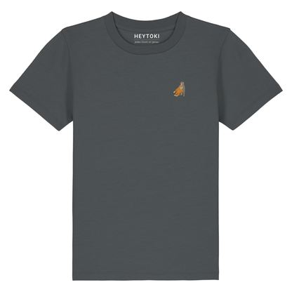 Heytoki Kinder-T-Shirt aus Bio-Baumwolle in Anthrazit mit gesticktem Affenmotiv