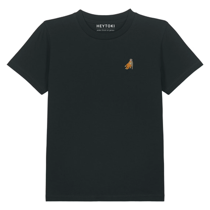 Heytoki Kinder-T-Shirt aus Bio-Baumwolle in Schwarz mit gesticktem Affenmotiv