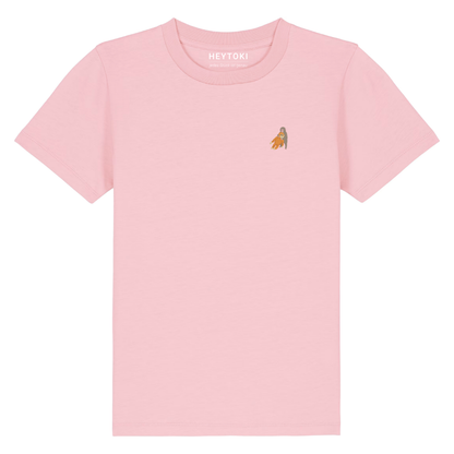 Heytoki Kinder-T-Shirt aus Bio-Baumwolle in Cotton Pink (Rosa) mit gesticktem Affenmotiv