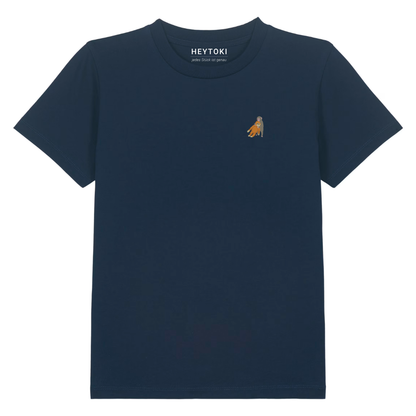 Heytoki Kinder-T-Shirt aus Bio-Baumwolle in French Navy (Dunkelblau) mit gesticktem Affenmotiv