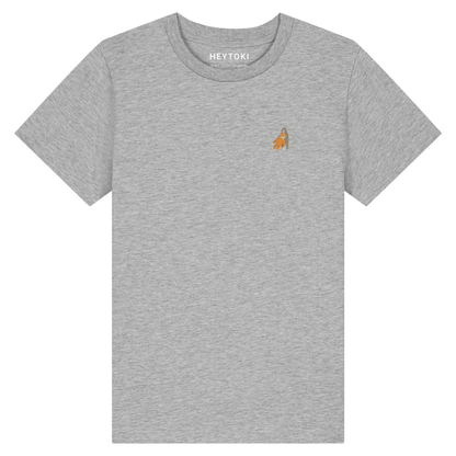 Heytoki Kinder-T-Shirt aus Bio-Baumwolle in Heather Grey (Hellgrau) mit gesticktem Affenmotiv