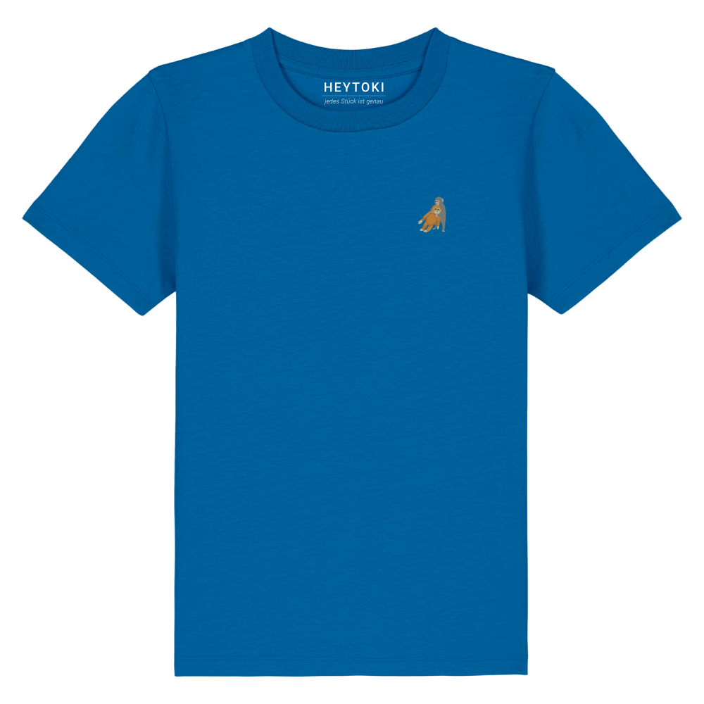 Heytoki Kinder-T-Shirt aus Bio-Baumwolle in Royal Blue mit gesticktem Affenmotiv