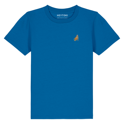 Heytoki Kinder-T-Shirt aus Bio-Baumwolle in Royal Blue mit gesticktem Affenmotiv
