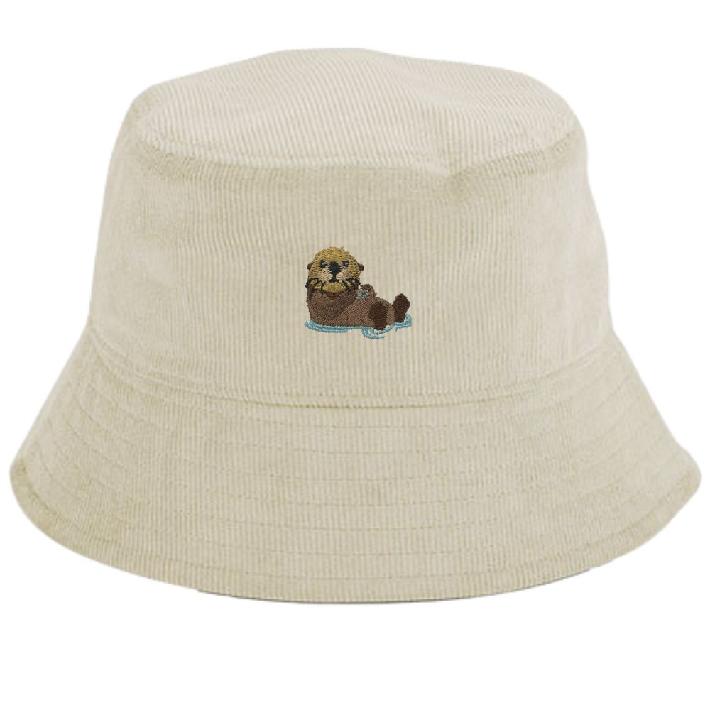 Fischerhut Cord beige mit Otter Stick 