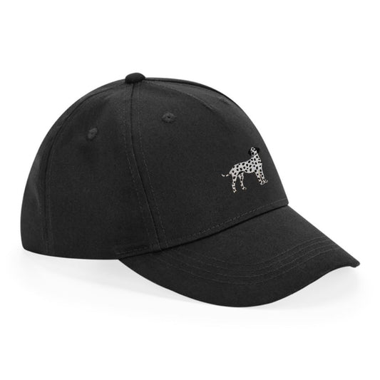 Dalmatiner Kinder Cap in Schwarz aus Bio Baumwolle mit gesticktem Dalmatiner Motiv