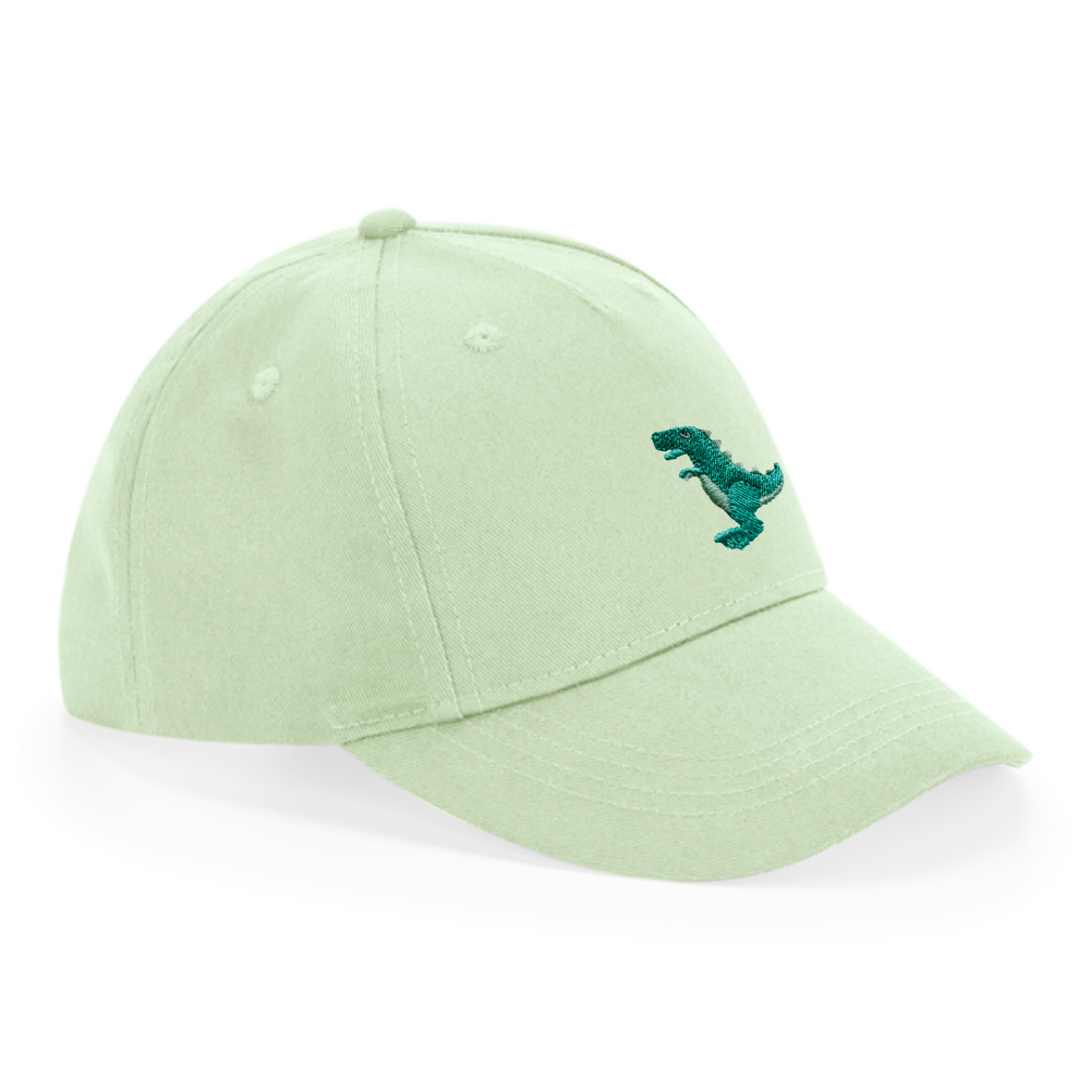 Kids Dino T-rex Cap aus Bio-Baumwolle in mint minzgrün pistaziengrün von Heytoki