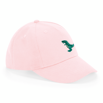 Kids Dino T-rex Cap aus Bio-Baumwolle in pink rosa powder pink von Heytoki