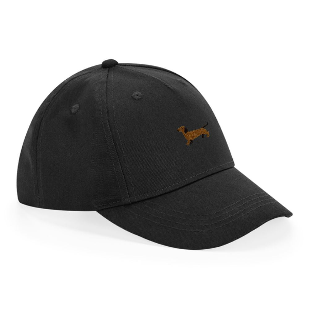 Kinder Cap mit Dackel Stick in schwarz