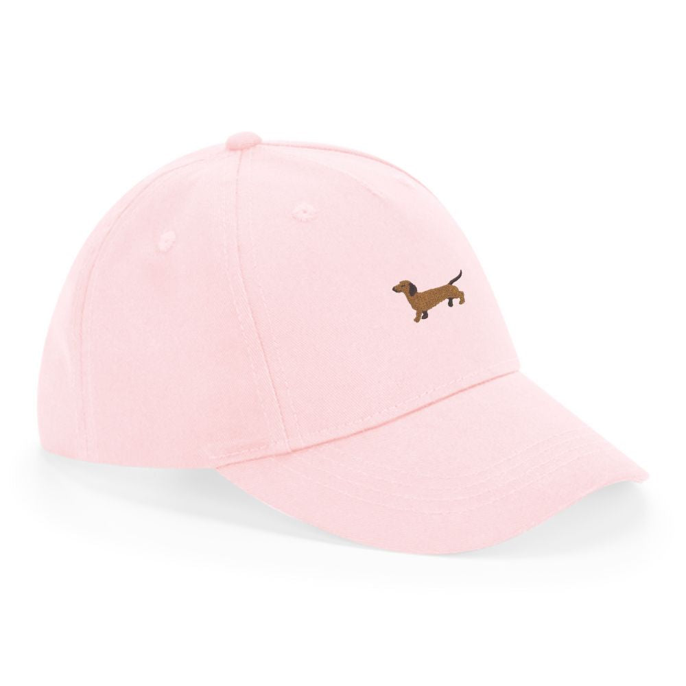 Kinder Cap mit Dackel Stick in hellrosa