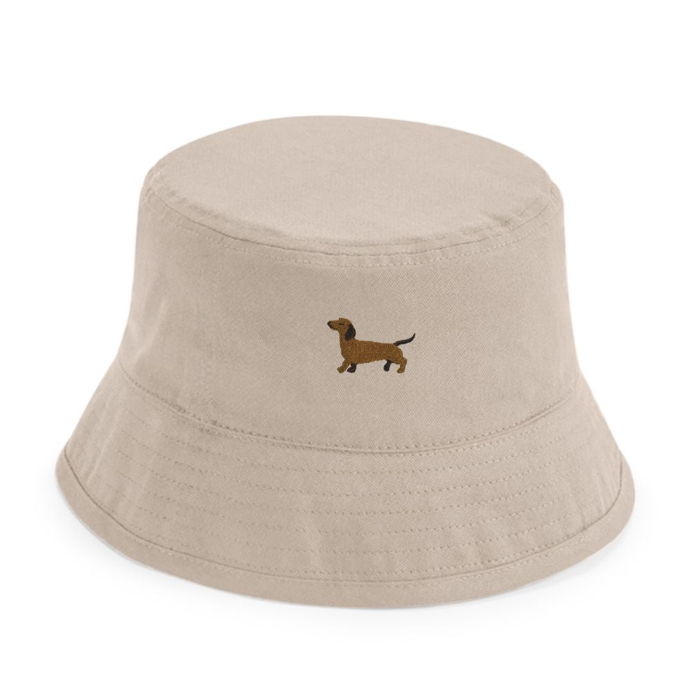 Fischerhut mitt Dackel Stick beige