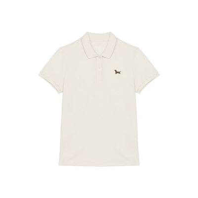 Poloshirt Dackel Stick Creme Damen vorne 