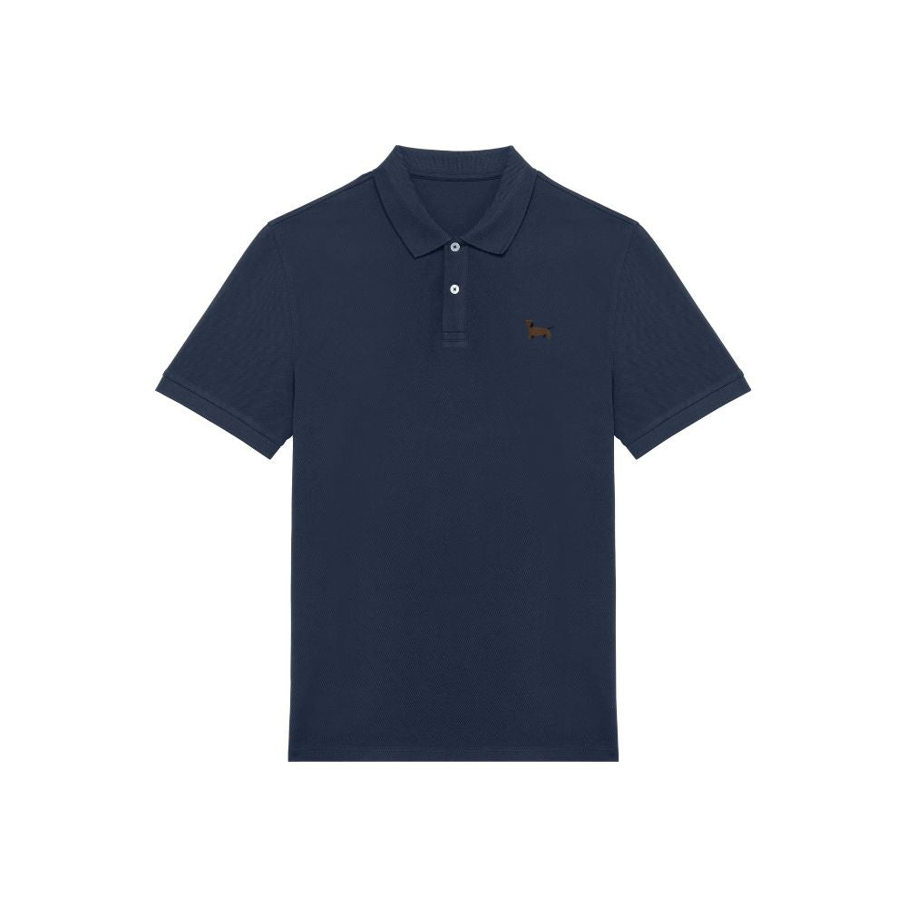 Poloshirt Dackel Stick Navy Herren vorne 