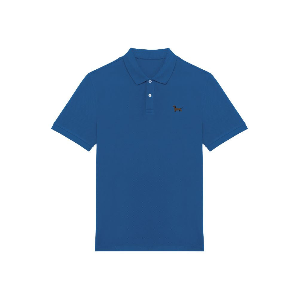 Poloshirt Dackel Stick Sea Blue Herren vorne 