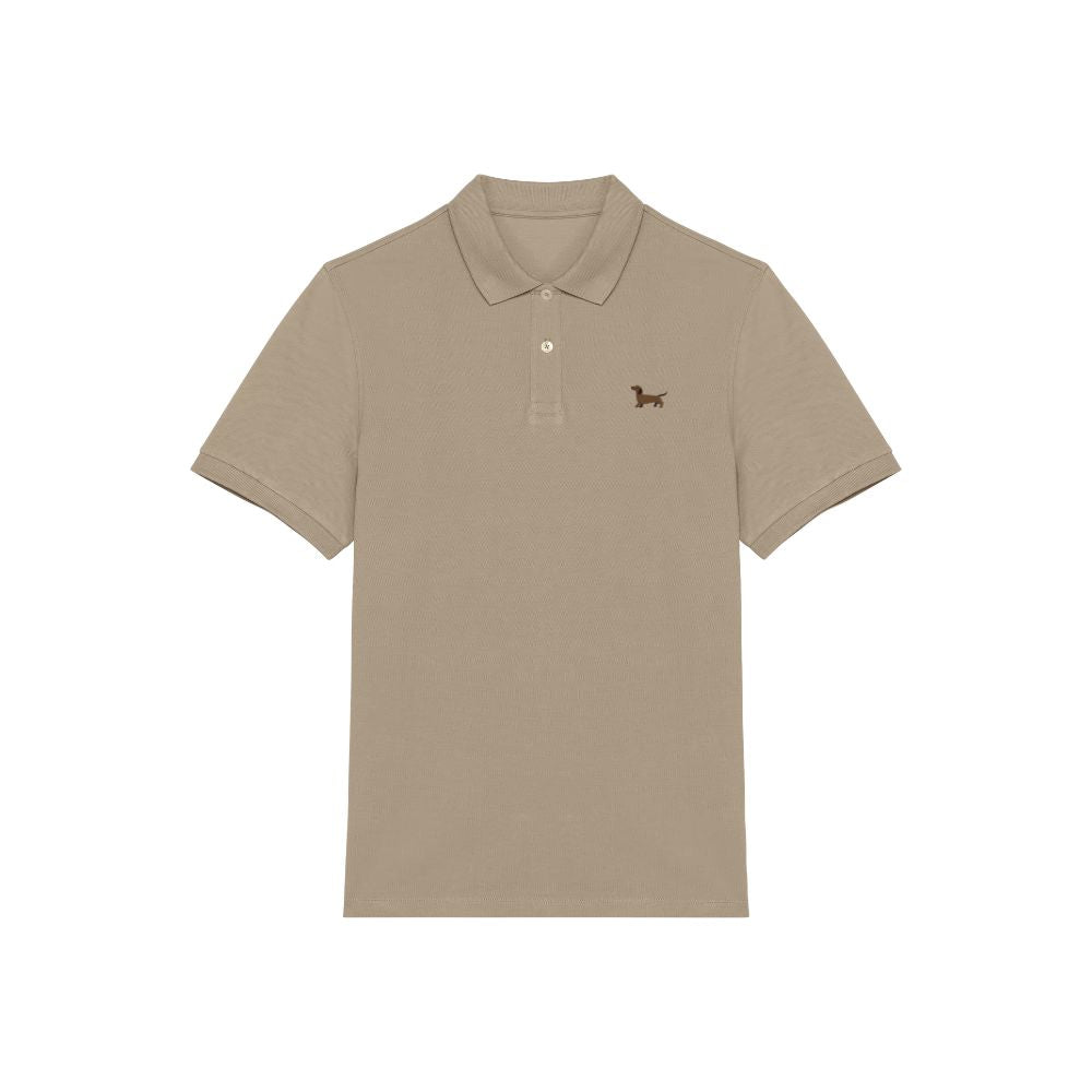 Poloshirt Dackel Stick beige Herren vorne 