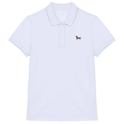 Dackel Polo-Shirt aus Bio-Baumwolle Damen in Weiß von Heytoki