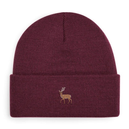 Schwarze Hirsch-Beanie mit gesticktem Hirsch-Motiv