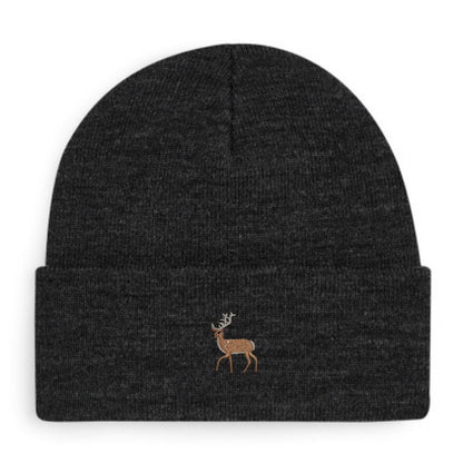 Hirsch-Beanie in Bordeaux mit gesticktem Hirsch-Motiv