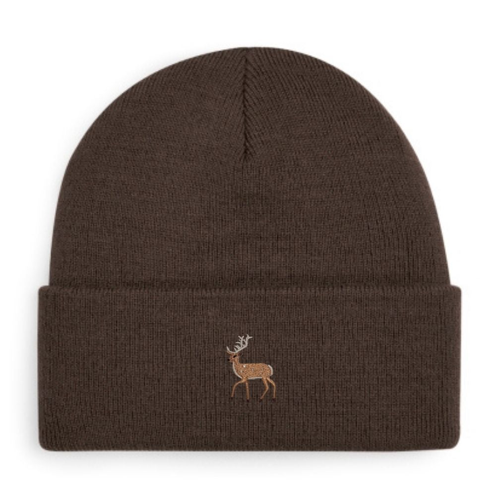 Hirsch-Beanie in Anthrazit mit gesticktem Hirsch-Motiv