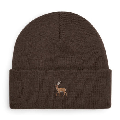 Hirsch-Beanie in Anthrazit mit gesticktem Hirsch-Motiv